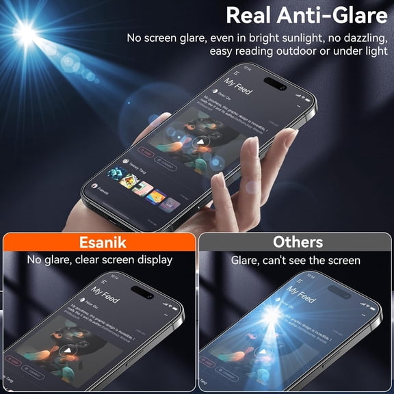 UYWGF-3-Pack for iPhone 17/16 Pro Matte Glass Screen Protector - Anti-Glare, Anti-Fingerprint, Anti-Reflection, 9H Hardness, Smooth Touch, Easy Installation Frame Included