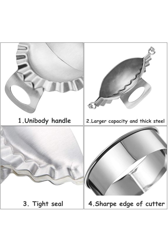 -3 Pieces Dumplings Maker Dumpling Press Molds with 3 Pieces Dumpling Skin Maker in 9.5 cm/ 8.5 cm/ 8 cm Dumpling Wrapper Cutter Pie Ravioli Empanadas Press Mold for Kitchen