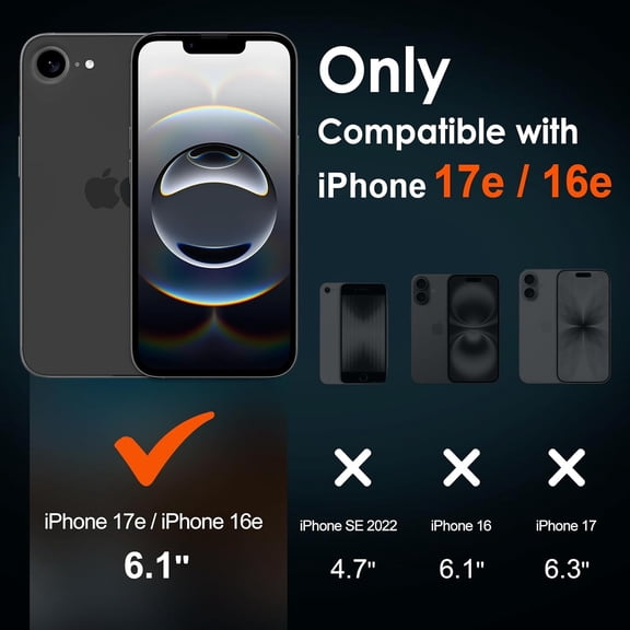 UYWGF-3-in-1 Case for iPhone 16e /17e 6.1" with 2 Pack Tempered Glass Screen Protector [Military Grade Protection], Frosted Translucent Back Phone Cover- Matte Black