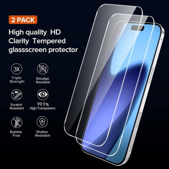 UYWGF-3-in-1 Case for iPhone 17 6.3" 2025 with 2 Pack Tempered Glass Screen Protector [Military Grade Protection], Frosted Translucent Back for iPhone 17 Cover- Black