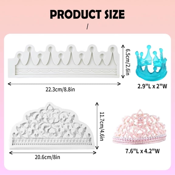 UYWGF-3D Crown Cake Fondant Molds Chocolate Molds Sugarcraft Candy Mold Crown Cake Topper Mold