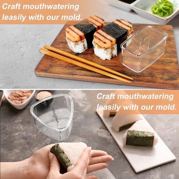 UYWGF-3PCS Clear Onigiri Rice Ball Mold Maker Kit, Musubi Press, Triangle Sushi Press for Kid Lunch Bento, Non-stick, BPA-Free