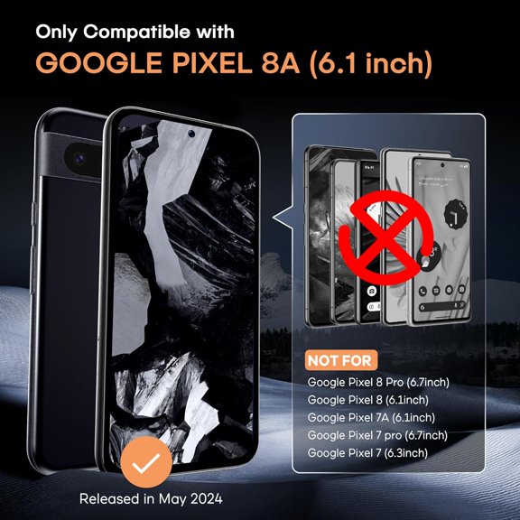 UYWGF-4 Pack for Google Pixel 8a Screen Protector [Not Glass] - Film for Pixel 8a Screen Protector [Fingerprint Compatible][Alignment Tool][7H Hybrid][2024]