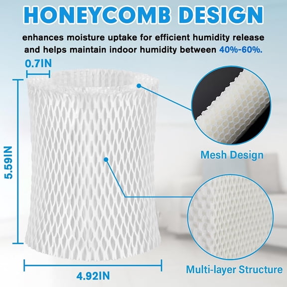 UYWGF-4 Pack Humidifier Wicking Replacement Filter Compatible with Canopy Bedside and Nursery Humidifier, Wood Pulp & Paper Filter