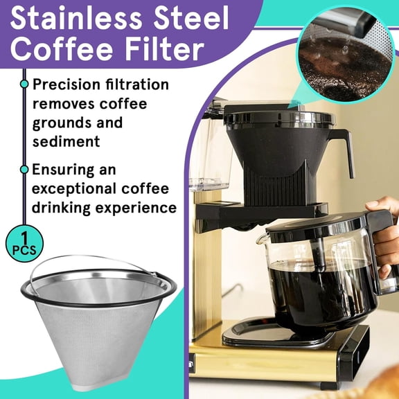 UYWGF-#4 Stainless Steel Coffee Filter Compatible with Technivorm Moccamaster KBGV, KBT, Upgraded Reusable Cone Coffee Filter, Sustainable Brewing and Durability, Maintain Coffee Quality