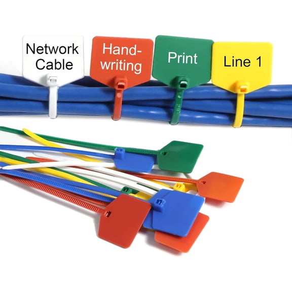 UYWGF-4 in Wire Cable Labels Nylon Zip Ties, Plastic Water Proof Tags, Self-Locking Written-on Cord Marker, Security Seals Label for Cabling, Ethernet Identification, Shipping Hanging - White/ 100pcs