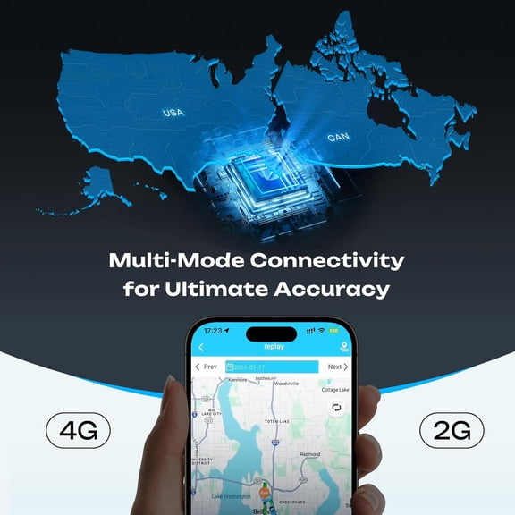 UYWGF-4G LTE GPS Tracker USA/Canada Coverage Multi Alerts with Car Tracker Design (Subscription Required) Black