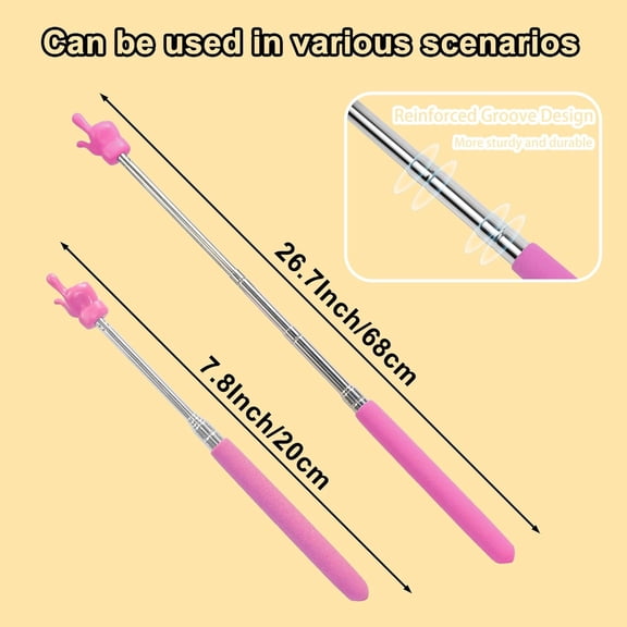 UYWGF-4PCS Pointer Stick for Classroom  Multipurpose Teacher Pointer Stick, Extendable Classroom Pointer and Finger Pointer Stick, Engaging Colors, Classroom Essentials for Effective Presentati