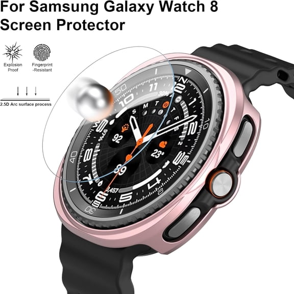 UYWGF-[5+5 Pack] Galaxy Watch 8 Classic 46mm Screen Protector, Waterproof Case Protective Cover+Tempered Glass Screen Protector Ultra-Thin Hard PC Guard Bumper For Samsung Galaxy Watch 8 46mm Women
