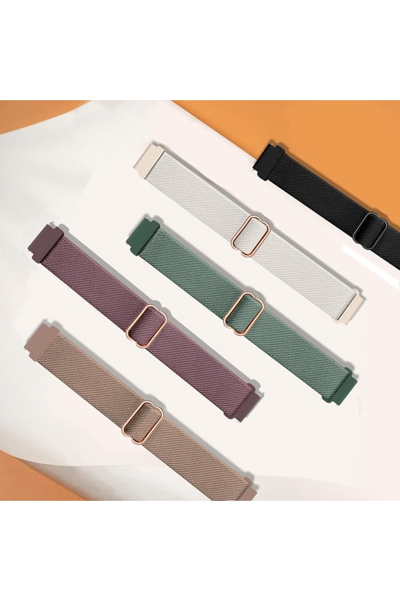 -5 Pack Stretchy Watch Bands Compatible with Garmin Lily 2 / Lily 2 Active, Loop Nylon Elastic Fabric Strap for Garmin Lily 2 Women