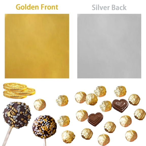 UYWGF-500 Pcs 5 Colors Chocolate Wrappers Aluminium Foil Paper Wrapping Papers Square Sweets Lolly Paper Food Candy Tin Foil Wrapper for Candy Packaging Decoration for Father's Day (4x4 inches)