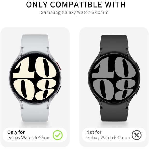 UYWGF-6+6 Pack for for Samsung Galaxy Watch 6 40mm Screen Protector Case, Hard PC Bumper + HD Anti-Fog Tempered Glass Protective Film, Face Cover Set for Galaxy Watch 6 40mm Accessories