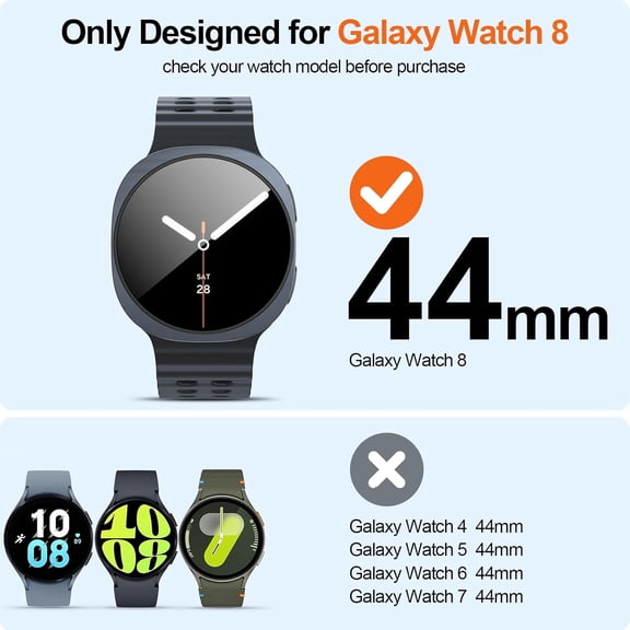 UYWGF-[6+6Pack] for Samsung Galaxy Watch 8 44mm Screen Protector Case, Hard PC Bumper + HD Anti-Fog Tempered Glass Protective Film, Waterproof Face Cover Set for Galaxy Watch 8 44mm Accessories