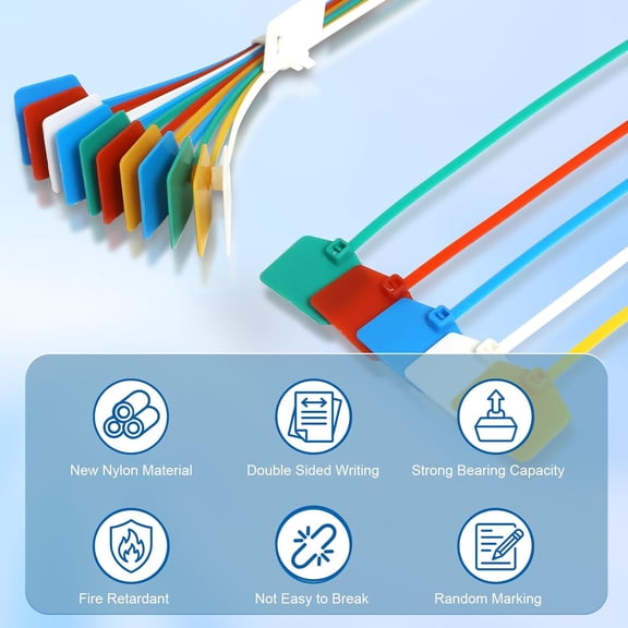 UYWGF-6 in Cable Tags Zip Tie Labels, Nylon Cable Ties with Marker, Plastic Water Proof Tags, Self-Locking Written-on Cord Label for Cabling, Wire Marking Label, Shipping Hanging Tags - Yellow/ 100pc
