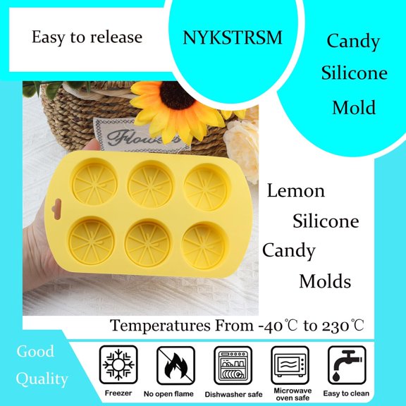 UYWGF-6 Cavity Lemon Silicone Candy Molds For Candy Chocolate Cake Topper Set Of 2