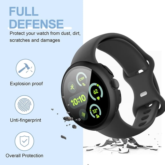 UYWGF-[6-Pack] Case for Google Pixel Watch 3 45mm (2024 New), Hard PC Shockproof Bumper Cover with Tempered Glass Screen Protector for Google Pixel Watch 3 45mm