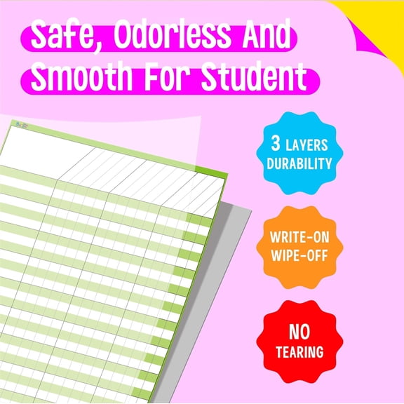 UYWGF-6 Pack Dry Erase Incentive Chart, 6 Multi-Color Tracking Chart for Chore/Responsibility/School Attendance/Homework Progress Tracking, 27 Rows X 15 Columns (11" x 17")