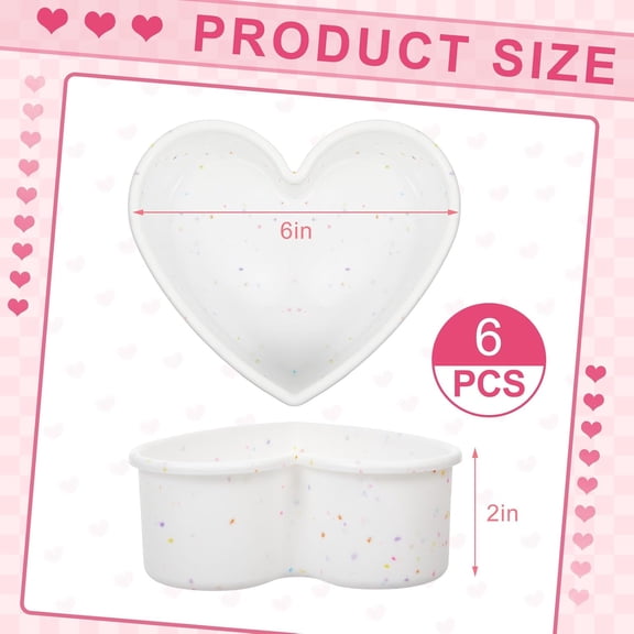 UYWGF-6 Pcs 6 Inch Silicone Heart Shaped Cake Pans, Nonstick Silicone Heart Cake Molds for Mother's Day & Spring Baking(White)