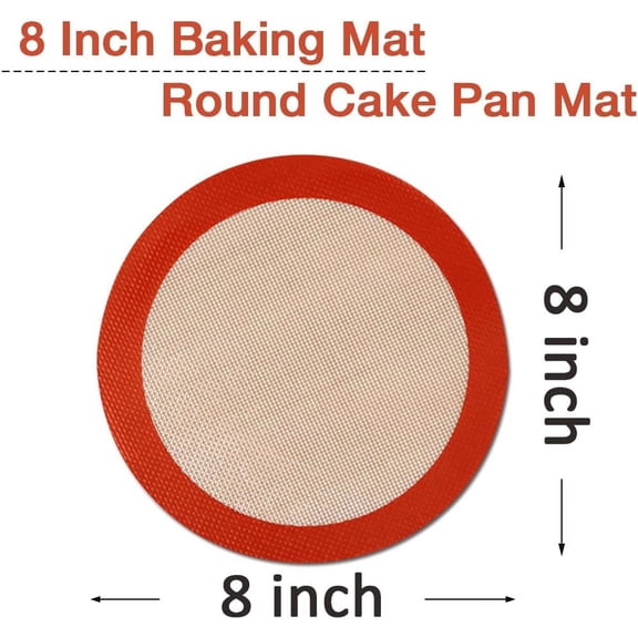 UYWGF-8 Inch Round Silicone Bakintg Mat, Set of 3 Reusable Silicone Baking Mats, Silicone Mat for 8 Inch Cake Pan, Silicone Mat for Baking Cake, Pizza, Pie, Bread, Macaron (Red, Blue, Grey)