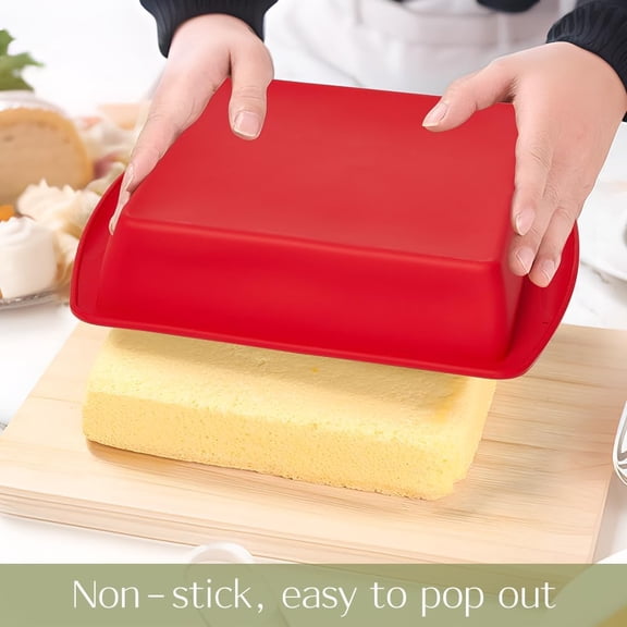 UYWGF-8 inch Silicone Square Cake Pan Nonstick Silicone Cake Molds, Brownie baking molds for Brownie, Cake, Bread, Pie and Lasagna 2 packs