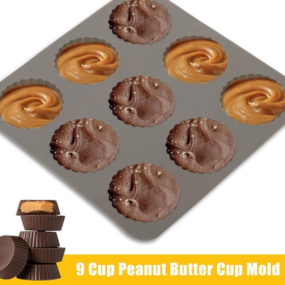 UYWGF-8PCS 9 Cup Peanut Butter Cup Mold, Homemade Non-stick Silicone Chocolate Jello Cookie Baking Molds for Baking Kitchen