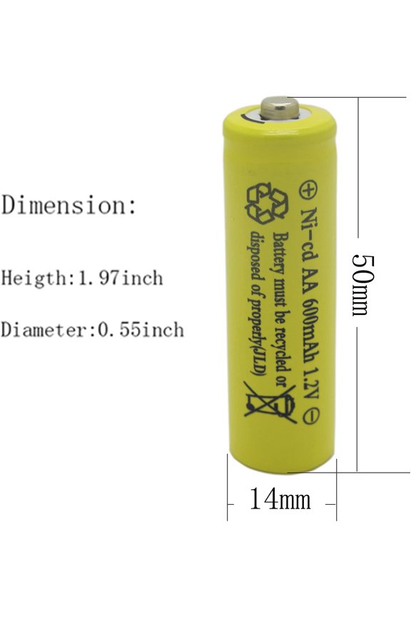 -AA Size NiCd AA 600mAh 1.2V Rechargeable Batteries for Solar Lamp Solar Light(20 PCS)