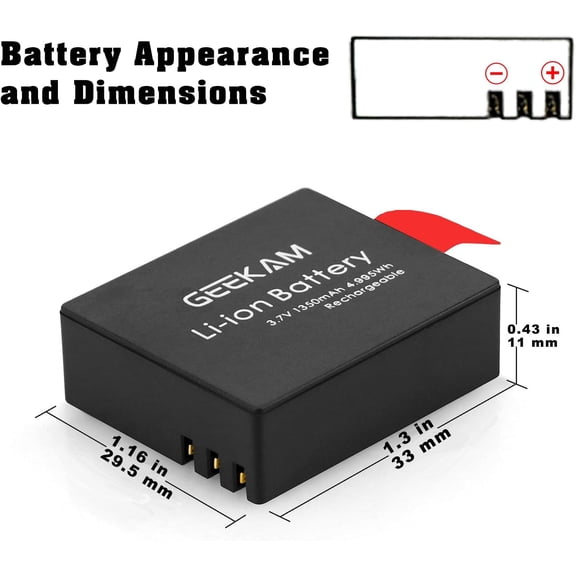 UYWGF-Action Camera Battery Pack, 1350mAh Rechargeable Battery(3-Pack) with USB Dual Charger for Sports Camera, Compatible for Campark, Crosstour, APEMAN, Victure, Rollei 372, WOLFANG GA100, SJ4000,