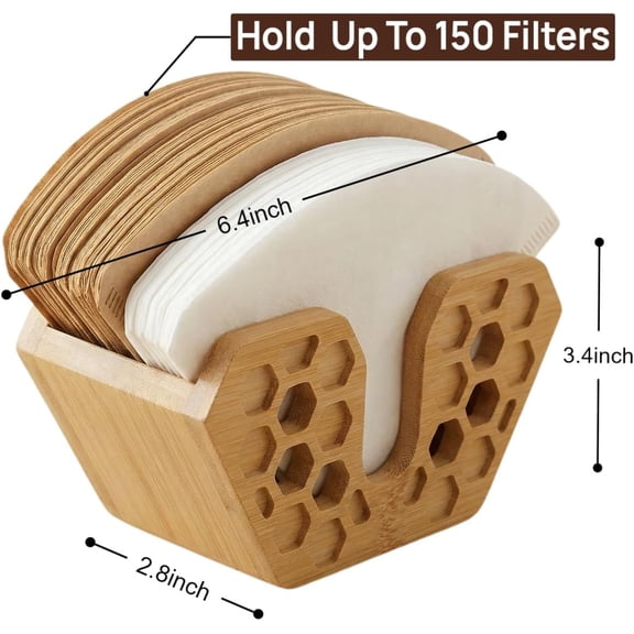 UYWGF-Bamboo Coffee Filter Holder - Dispenser, Storage, Container & Rack for Aeropress,Chemex, Hario V60,Melitta