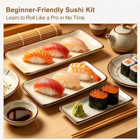 UYWGF-Bamboo Sushi Making Kit for Beginners, 9 Piece Sushi Rolling Mat Set with Chopsticks, Traditional Sushi Roller Kit & Sushi Maker, Cooking Kit for Sushi lovers, Family DIY & Date Night Gift