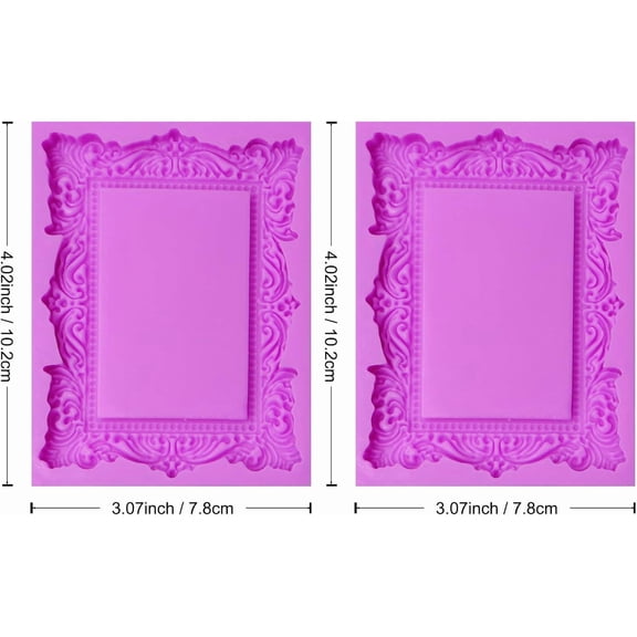 UYWGF-Baroque Photo Frame Fondant Silicone Molds, 3D Picture Mirror Frame Cake Decoration Molds for Chocolate Candy Sugar Craft Gum Paste Cookies Resin Clay Set of 2