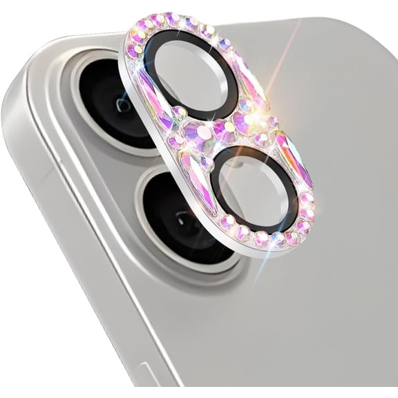 UYWGF-Bling Diamond Camera Lens Protector Compatible with iPhone 16 iPhone 16 Plus lens full Screen Protector with 3D Rhinestone Sparkle