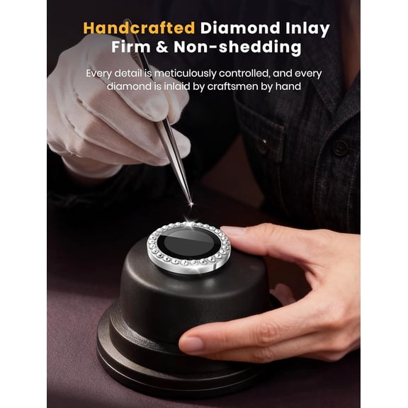 UYWGF-Bling Diamond Camera Lens Protector for iPhone 17 Pro - [1:1 Full Coverage][Strong Adsorption] 9H+ Tempered Glass Screen Protective Cover Case Friendly,Glitter Silver