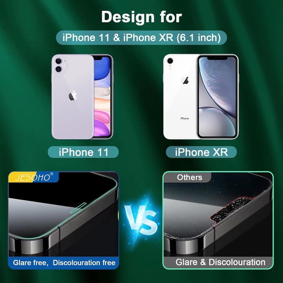 UYWGF-Blue Light Screen Protector for iPhone 11, iPhone XR (6.1") HD Anti Blue Light Blocking Tempered Glass Film, Eye Protection,Case Friendly, No Bubbles, with Easy Installation Kit, 2 Pack