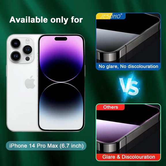 UYWGF-Blue Light Screen Protector for iPhone 14 Pro Max (6.7"), Eye Protection, HD Blue Light Blocking Tempered Glass Film, No Bubble, with Easy Installation Kit 2 Pack