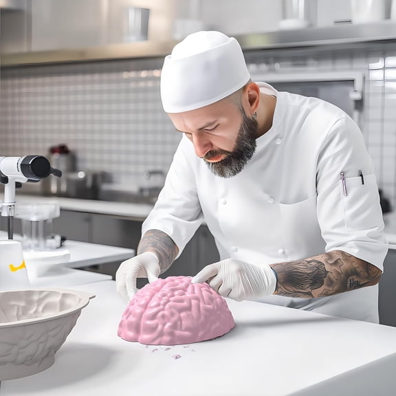 UYWGF-Brain Silicone Mold - Brain Cake Mold with Support Base, 3D Realistic Silicone Human Brain Gelatin Mold 3'' Deep Brain Baking Pan for Candy Breakable Chocolate Jelly or Pudding