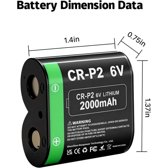 UYWGF-CR-P2 Batteries, (New Upgraded) 2000mAh 6 Volt Lithium Photo Battery Replaces 223A, 2CR-P2, EL223AP and DL223A, 1-Pack