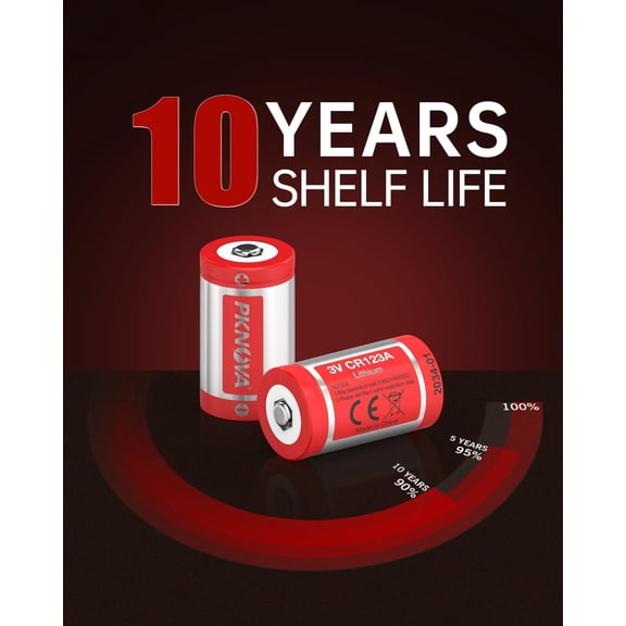 UYWGF-CR123A Battery, 12 Count, CR123A Lithium Batteries, 3 Volt 123 Batteries for Flashlight, Home Safety and Security Devices, 10 Year Shelf Life