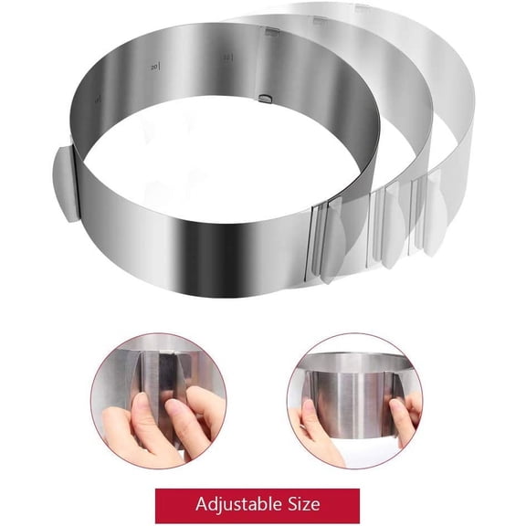 UYWGF-Cake Ring 6 to 12 Inch Adjustable Round Stainless Steel Cake Mousse Mould Bakeware Tools Decorating Mold Baking