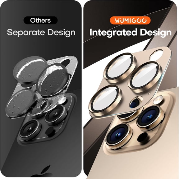 UYWGF-Camera Lens Protector for iPhone 16 Pro Max/15 Pro Max/14 Pro Max & iPhone 16 Pro/15 Pro/14 Pro, Aluminum Alloy Sapphire Glass Camera Screen Cover, Case Friendly- Desert Titanium
