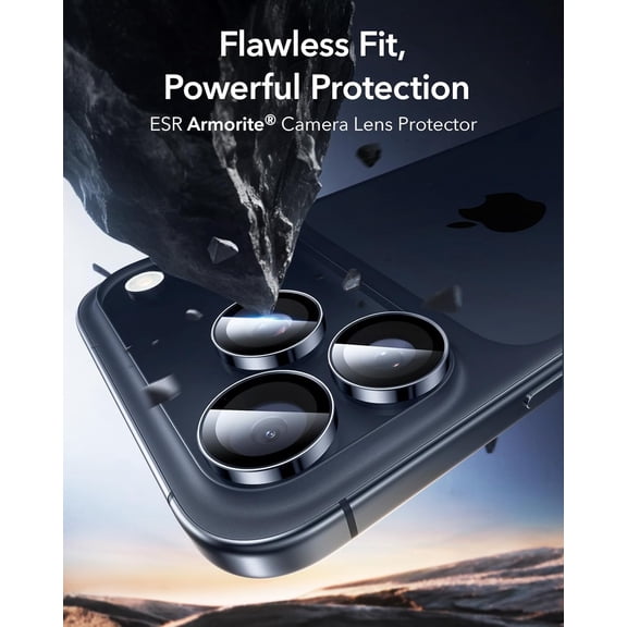 UYWGF-Camera Lens Protector for iPhone 17 Pro Max/ 17 Pro/ 16 Pro Max/ 16 Pro/ 15 Pro Max/ 15 Pro/ 14 Pro Max/ 14 Pro, Ultra-tough HD Individual Lens Protectors, Ultra-thin Tempered Glass, 1 Pack, Bl