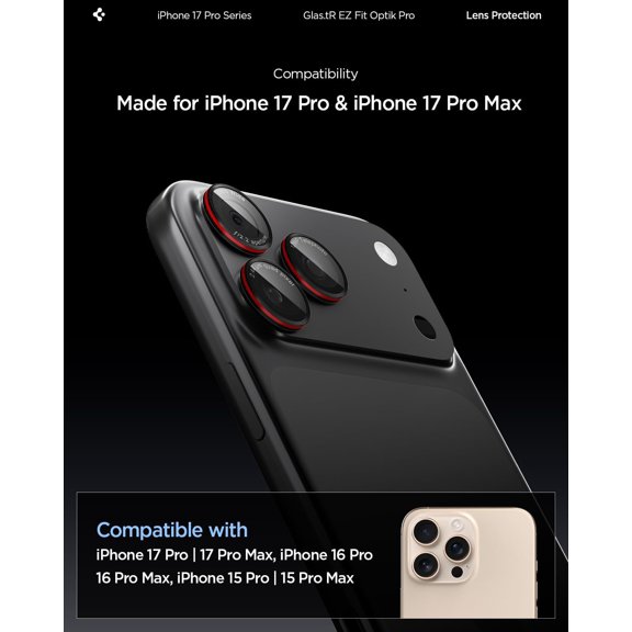 UYWGF-Camera Lens Screen Protector [GlasTR EZ Fit Optik Pro] Designed for iPhone 17 Pro Max | iPhone 17 Pro | iPhone 16 Pro Max | 16 Pro | iPhone 15 Pro Max | 15 Pro - L-Series [2 Pack]