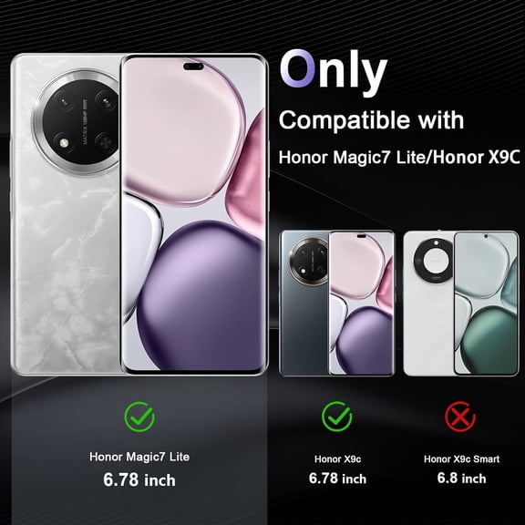 UYWGF-Case for Honor Magic 7 Lite, Military Grade Drop Protection Phone Case, Yellowing Resistant, Anti-Scratch Hard PC Back, Shockproof Hard Ultra-Thin Protective Cover, Clear