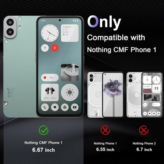UYWGF-Case for Nothing CMF Phone 1, Military Grade Drop Protection Phone Case, Yellowing Resistant, Anti-Scratch Hard PC Back, Shockproof Hard Ultra-Thin Protective Cover, Clear