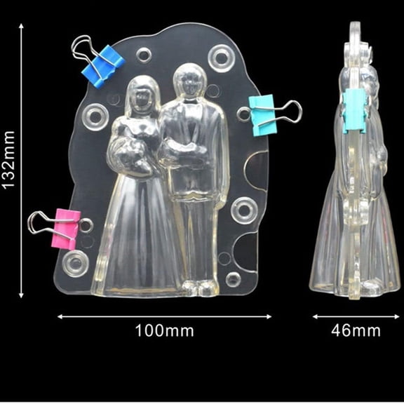 UYWGF-Chocolate Molds 3D Bride and Groom Couple Candy Fondant Mold Birthday Cake Decorating Molds with Clips