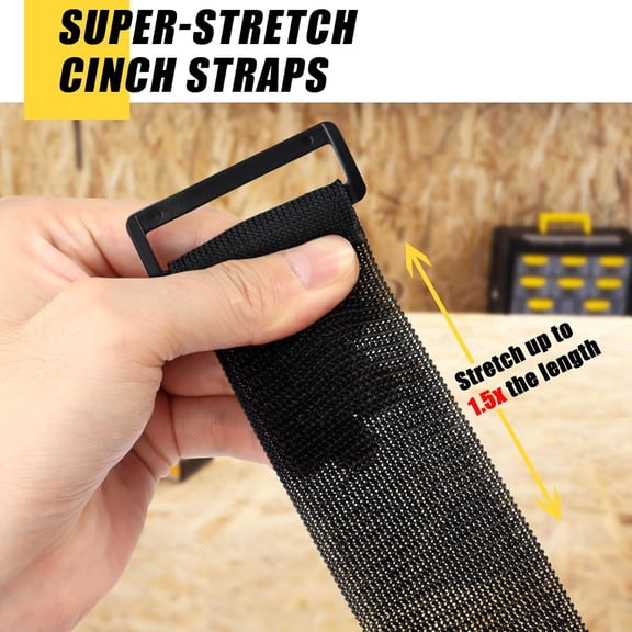 UYWGF-Cinch Straps, Assorted 9 Pack9/12/18 Super-Stretch Storage Straps Fit House, Garage, Workshop, Boat, Car Organization