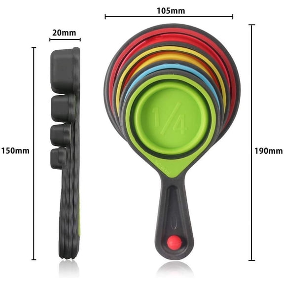 UYWGF-Collapsible Measuring Cups and Spoons, Portable Measuring CupFood Grade Silicone for Liquid & Dry Measuring, 8 Piece Kitchen Measuring Tool