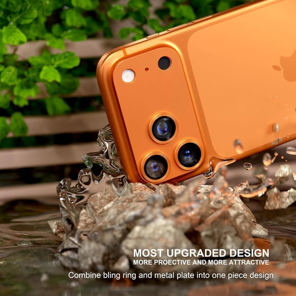 UYWGF-Compatible for iPhone 17 Pro Camera Lens Protector, Matte Metal Tempered Glass Rear Camera Screen Cover Accessories [Military Grade Shatterproof] [Strong Adsorption] - Orange