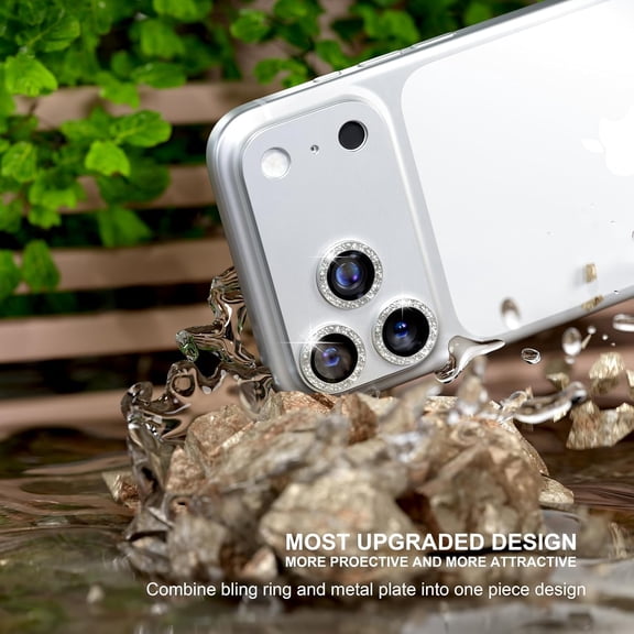 UYWGF-Compatible for iPhone 17 Pro Camera Lens Protector, Matte Metal Tempered Glass Rear Camera Screen Cover Accessories [Military Grade Shatterproof] [Strong Adsorption] - Glitter Silver