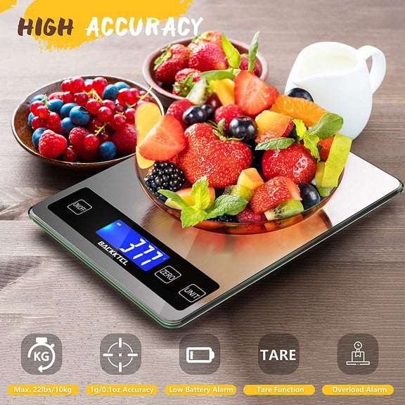 UYWGF-''Cooking Master' 22lb Digital Kitchen Scale,Food Scale Measures in Grams and Ounces for Weight Cooking Baking,1g/0.1oz Precise Graduation,Stainless Steel and Tempered Glass