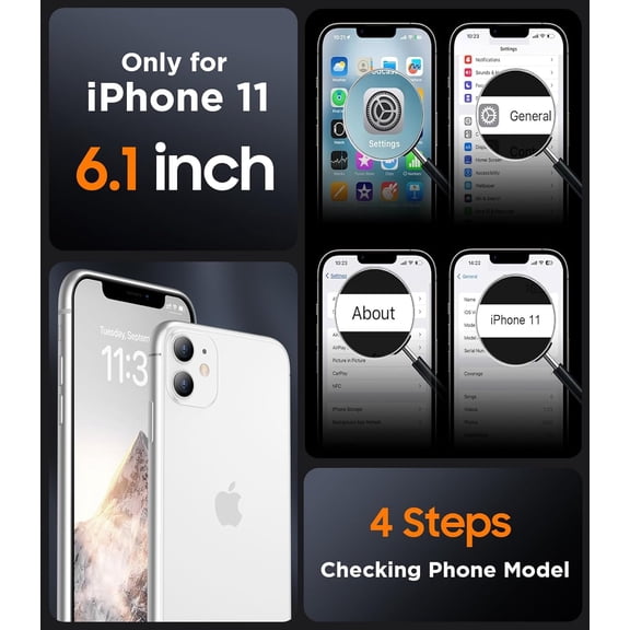 UYWGF-Designed for iPhone 11 Phone Case, Magnetic Translucent with 2PCS Tempered Glass Screen Protector Anti-Fingerprint Phone Case for iPhone 11 6.1'',Antique White